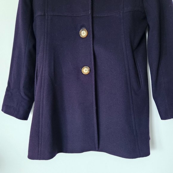 Michael Kors Cashmere Purple Wool Coat Tortoise Shell Buttons Women's Size 14 - Picture 9 of 16